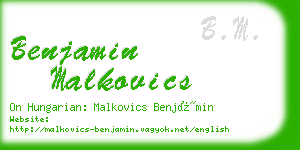 benjamin malkovics business card